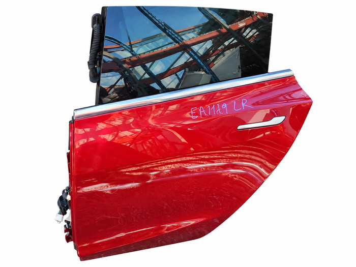 2020 Tesla Model 3 Rear Left Door Assembly Red – OEM 1081441-E0-C – Stock EA1119