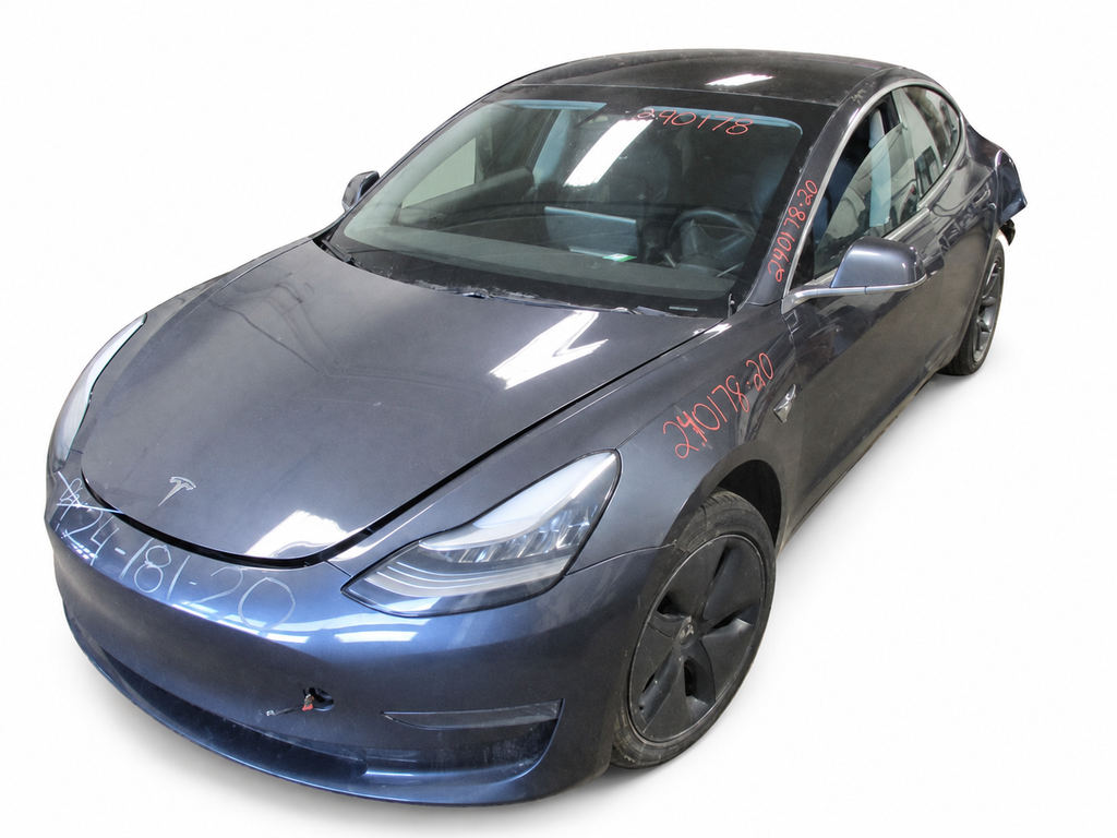 2020 Tesla Model 3 Front Bumper Assembly – Grey – Stock 240178 – white background donor vehicle reference only; listed part only