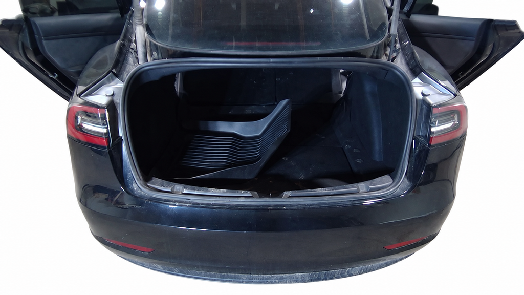 2022 Tesla Model 3 Rear Bumper Cover – Black – Ref 1108905-S0-A – Stock 52854 – white background donor vehicle reference only; listed part only