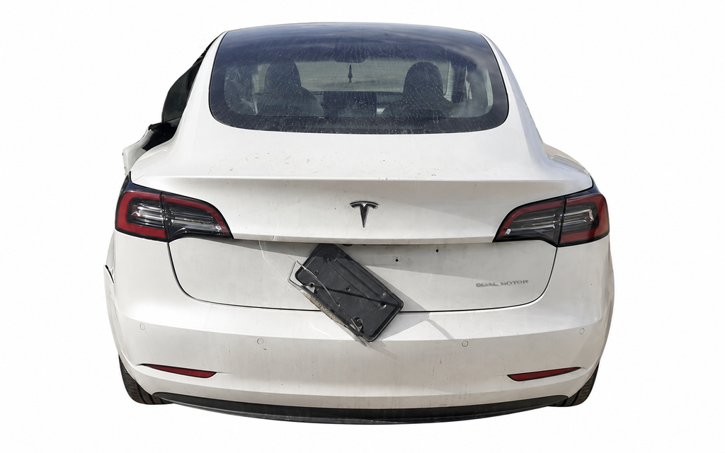 2021 Tesla Model 3 Trunk Lid Assembly – White – Ref 1601460-E0-A – Stock 6K1904 – white background donor vehicle reference only; listed part only