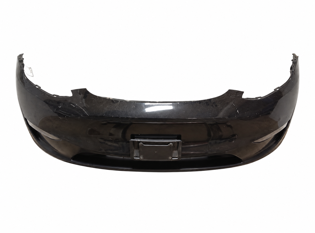 2022 Tesla Model Y Front Bumper Assembly – Black – Stock 6H1761; white background actual used part, original condition photos retained