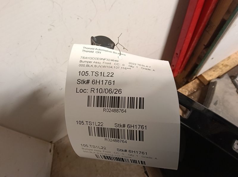 2022 Model Y Front Bumper Assembly, 6H1761: original photo 2; actual part condition